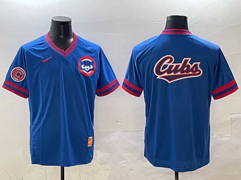 Men Chicago Cubs Blank Blue Throwback Game 2025 Nike MLB Jersey style 5